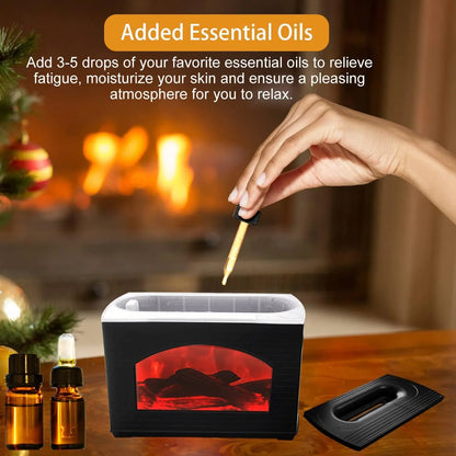 Flame Oil Diffuser, 270Ml Cool Mist Humidifier Diffuser,Sleep Relax for Outdoor Bedroom Living Roomï¼Fireplace Air Diffuser